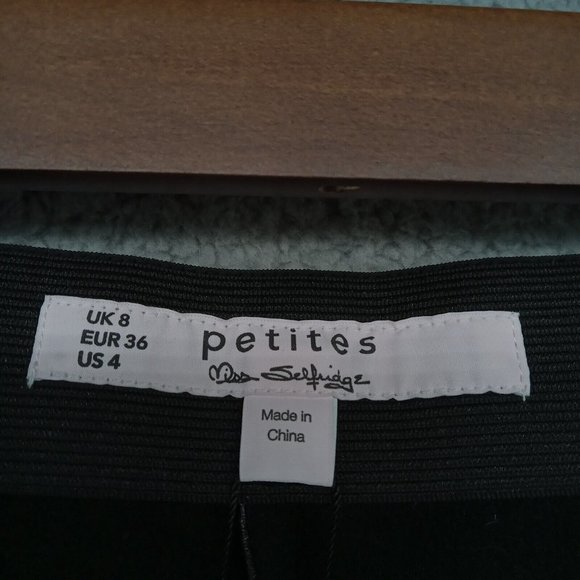 Miss‎ Selfridge Pants Womens 4 Black Faux Leather Petite Skinny Glam NWT - Picture 8 of 11